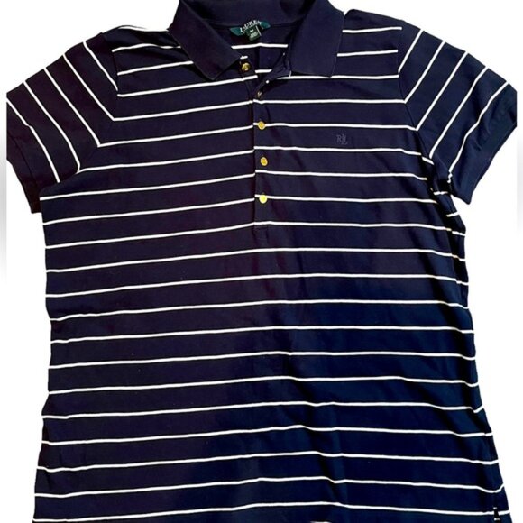 Ralph Lauren-blue and white with gold buttons polo shirt-size 2X large - Picture 1 of 5